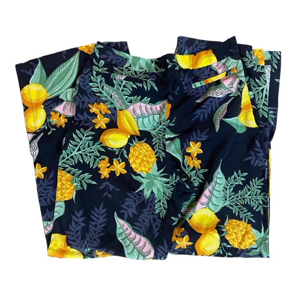 Anthropologie Maeve Escape Printed Pants Pineapple Lemon Tropical size 14 - Picture 3 of 5